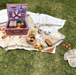 Wine Picnic Set Picnic Basket Wicker Set Hot Sale Custom Camping Food Container Wine Woven Willow Picnic Basket Wicker Empty Set With Handle