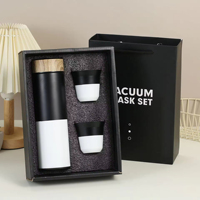 Thermos isotherme en acier inoxydable avec logo personnalisé, couvercle à motif bois, tasse à espresso, tasses à thé, ensemble cadeau