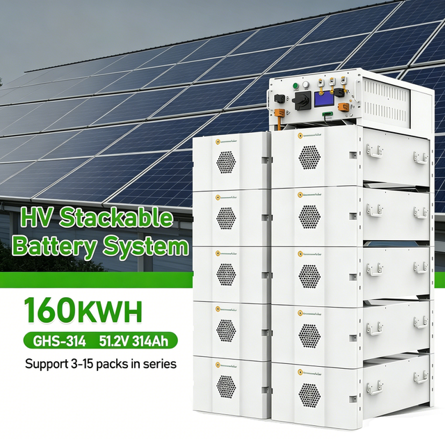 Greensun OEM High Voltage 160KWH BESS 512V 314Ah Lithium Battery Intelligent LiFePO4 Battery for C&I Solar