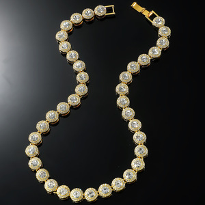Collar Circular con Incrustaciones de Diamantes de Imitación, Estilo Hiphop Clásico, Chapado en Oro, Cadena de Aleación para Hombre, Joyería de Moda - Product Image 2