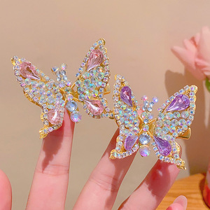 Strass per bambini con ali volanti per capelli accessori per capelli per ragazze ornamento con testa lucida che salta in movimento con fermaglio a farfalla - Product Image 3