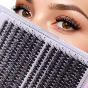 <span class=keywords><strong>Cils</strong></span> synthétiques autocollants pour le commerce extérieur, 30D 40D, courbés, segmentés, denses, en grappe unique, légers, pour un effet naturel - Product Image 1