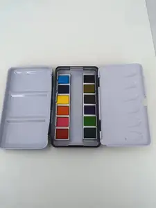 New Launched Eco-friendly Non-Toxic High Quality 12 Colors Watercolor Paint Metal Box For Kids Students