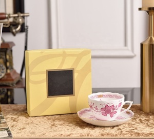 Classic Style Green Leaf Eco-Friendly Bone China Tea <b>Cup</b> <b>Set</b> and Saucers for Afternoon Tea and Hotels Gift - Product Image 6