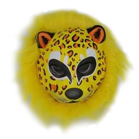 Masque d'animal de carnaval d'Halloween, tête de lapin, loup, lion, tigre avec fourrure synthétique, décoration de cheveux en peluche, boule