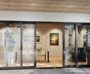 Hiện đại đôi kính Tempered Kính trượt Patio cửa hợp kim nhôm bão cách âm tính năng có thể gập lại cho phòng khách - Product Image 5