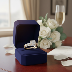 Mejor Precio de Oferta en un Hermoso Anillo de Diamantes Redondos y Princesa de 1.00 Quilates con Engaste de Oro Amarillo para Mujer - Product Image 3