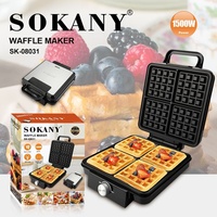 Gaufrier quatre tranches, appareil de cuisine, machine à sandwichs, plaque chauffante électrique 1500W en métal