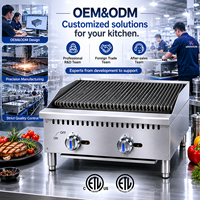 Barbecue à gaz commercial haut de gamme certifié ETL avec gril, plaque de cuisson et charbroiler, compatible gaz naturel/GPL, 2x30 000 BTU, prêt à l'emploi pour restaurants