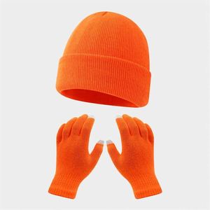 Autumn <b>Winter</b> Solid Color Touch Screen Acrylic Custom Knitted Beanie Outdoor Riding Warm Cold-proof Ski <b>Hat</b> Gloves Suit - Product Image 6