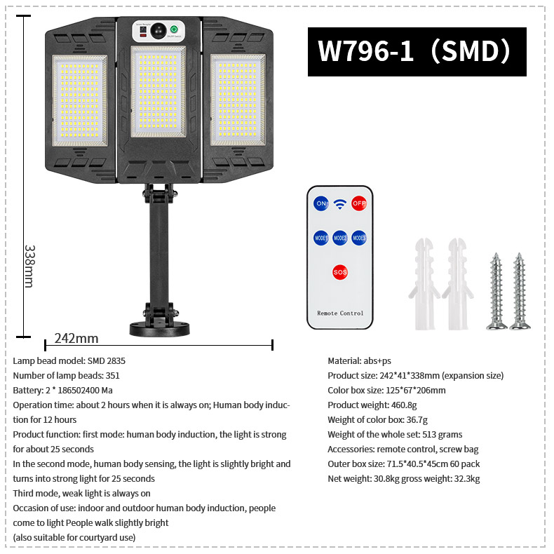 Lampione solare pieghevole W796-1 (SMD)
