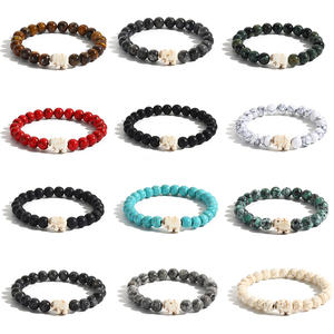 KOMI Bracelets de perles de pierres précieuses Offre Spéciale Oeil de tigre <span class=keywords><strong>Pierre</strong></span> <span class=keywords><strong>volcanique</strong></span> Turquoise 8mm Perles Bracelet élastique pour homme Cadeau d'anniversaire - Product Image 2