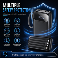 Banco de Energía de Carga Rápida de 50000 mAh y 22.5 W, Cargador Portátil de Gran Capacidad con 7 Salidas, 3 Entradas y Cables Integrados