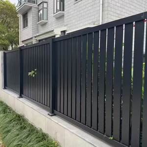 Portails de clôture modernes en aluminium noir thermolaqué, clôture de jardin extérieure économique en alliage d'aluminium, treillis à lames verticales, modélisation 3D - Product Image 3