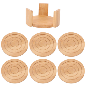 Wholesale Natural Custom Printed Round Bamboo <b>Coasters</b> and Holder for Drinks Beverages <b>Beer</b> Coffee - Product Image 5