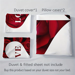 Hoge Kwaliteit <span class=keywords><strong>3</strong></span> Stuks Love Rozen Dekbedovertrek Thuis Hotel Polyester Dekbedovertrek Kussensloop Beddengoed Set - Product Image 4