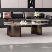 Xuanzhen Meubles de salon Ensemble de table basse intelligente italienne Table centrale en travertin en pierre de luxe Table basse en marbre moderne
