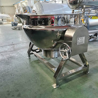 Type inclinable grande capacité capacité usine de transformation des aliments pot à sandwich au riz à la vapeur bouilloire à double paroi pour légumes et viande avec mélangeur