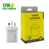 Cargador de Pared USB PD 3.0 de 12W 2.4A con Logotipo Personalizado OEM, Juego de Cables Tipo C, Enchufe para Reino Unido Ecológico e Ignífugo para Uso Universal