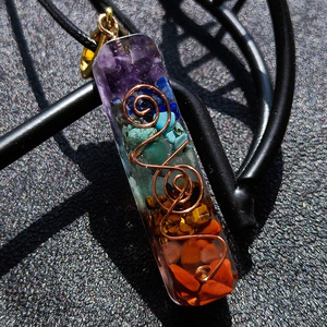 Pendentifs en perles naturelles sculpté<span class=keywords><strong>es</strong></span> à la main, pendentifs en cristal, chakra, poli, 100 pièces - Product Image 2