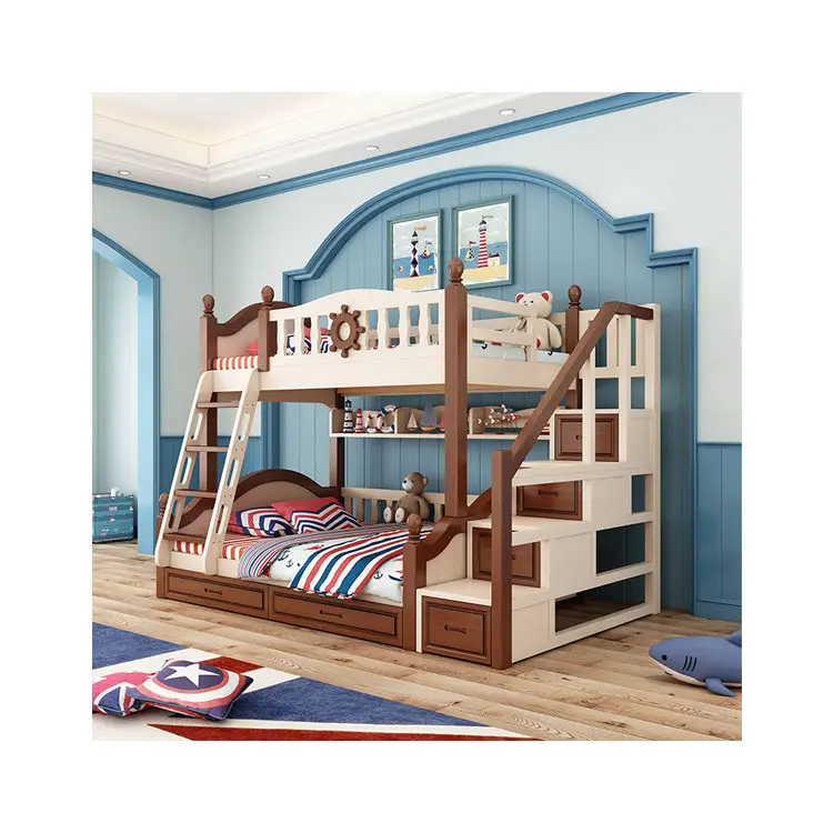Wood Children Bed Mediterranean Style Triple Children Beds Wood Child Bunk Bed For Kids With Toy