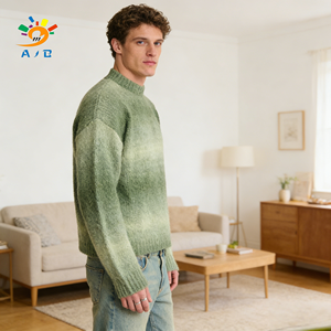 Maglione Invernale da Uomo AJB in Mohair di Alta Qualità, Traspirante, Antirughe, Antirestringimento, Comodo e Ampio, a Righe, Lavorato a <span class=keywords><strong>Maglia</strong></span> - Product Image 2