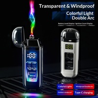 Nouveau briquet à double arc CH675 rechargeable avec coque transparente et affichage numérique, design simple et luxueux pour les affaires