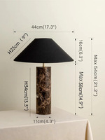 Lámpara de Mesa Moderna de Mármol con Pantalla de Tela para Mesita de Noche o Sala de Estar