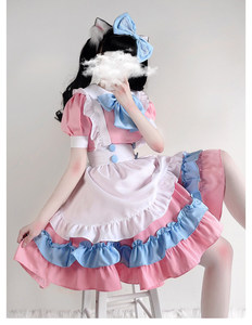 Disfraz de Sirvienta Rosa con Lazo, Vestido Lolita Adorable, Atuendo de Cosplay para Fiesta y Actuación - Product Image 6