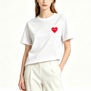 T-Shirt Unisex 100% Cotone <span class=keywords><strong>con</strong></span> Stampa <span class=keywords><strong>Cuore</strong></span> Piccolo Stile Vintage Giapponese Traspirante Manica Corta Casual - Product Image 1