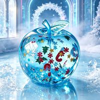 Balle anti-stress transparente en TPR en forme de pomme de Noël, 6 cm, mignonne, colorée, scintillante, en maltose, jouet à presser fait main