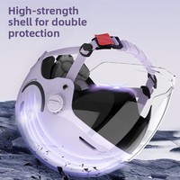 Casque Moto Modulaire ABS Demi-Coque Design Smiley Double Visière avec Feu Arrière et Protection Auriculaire Toutes Saisons - Vente Flash