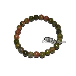 Bracelet en pierre d'unakite avec breloque hibou – Vente en gros – Bracelet en cristal d'unakite naturel perlé pour hommes et femmes - Product Image 1