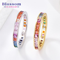 Bloesem Cs Sieraden Hot Sale Zilver 925 Regenboog Kleurrijke Zirkonia Gouden Mode Ringen Vrouwen-Voor Bruiloften Rhodium Setting