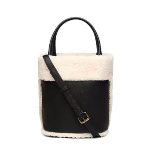 Solicite el Catálogo: Bolso Tipo Cubo Ugges, Nuevo Bolso de Otoño/Invierno para Mujer, Bolso de Hombro de Lana de Cordero Estilo Cesta - Product Image 2