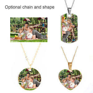 Collier Pendentif Cœur Rond en Acier Inoxydable Plaqué Or, Personnalisable <span class=keywords><strong>avec</strong></span> Gravure <span class=keywords><strong>Photo</strong></span> ou Lettre, Bijoux Femme en Gros - Product Image 6