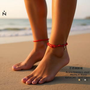 Cavigliera con Nodo a Sette Stelle, Corda Rossa Fatta a Mano, Gioielli da Donna in Acciaio Inossidabile, Confezione da 12 Pezzi - Product Image 3