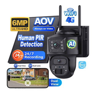 IP65 6MP AOV PIR HD Dual Len Motion Detection Wireless Wifi Solar <b>Camera</b> 24/7 Full Time Recording Ptz AI Network Security <b>Camera</b> - Product Image 1