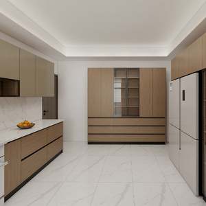 Ensemble d'armoires de cuisine scandinave moderne minimaliste SANTOPOVA, portes sans poignée pour appartement, MDF - Product Image 5