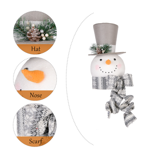 2026 New Light Grey Cute Verspielte Indoor Tree Top Schneemann Kopf Dekoration Bestickte Schneeflocke 14/15 "Weihnachts schmuck - Product Image 3