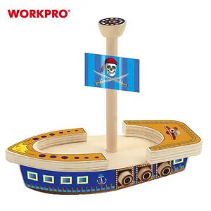 WORKPROキッズDIYおもちゃ木製の子供たちがおもちゃセットを組み立てる神秘的な海賊船