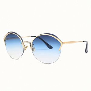 Gafas de Sol de Moda con Marco Metálico Retro, Lentes Redondas Degradadas, Estilo Ojo de Gato para Mujer, Novedad 2019 - Product Image 3