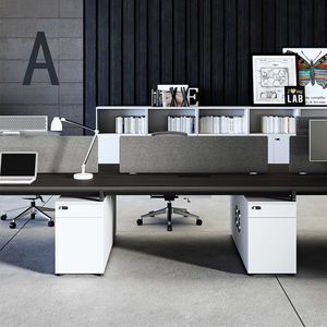 Mobilier de bureau moderne noir Travailleurs modulaires Système de poste de travail pour 2 4 6 8 personnes - Product Image 4