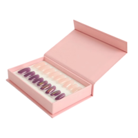 Boîte d'emballage pour ongles pressés avec fermeture magnétique, gaufrage, lamination mate de luxe, personnalisable avec votre marque, en carton ondulé et mousse