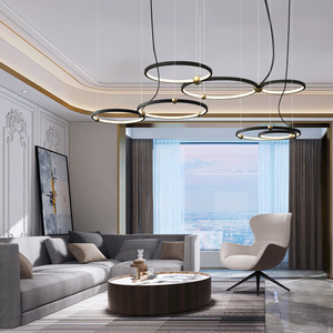 Minimalist Postmodern Circular Pendant <b>Light</b> Unique Creative Ring-Shaped Art for Living Room Bedroom <b>Dining</b> Room or Bar - Product Image 3