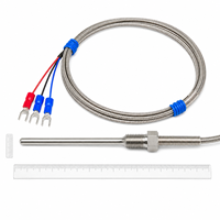 PT100 RTD Temperature Sensor 3 Wire WZP-291 Stainless Steel Fixed Thread Shielded Cable for Industrial Pipeline Control