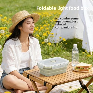 Silicone Collapsible Food <b>Containers</b> – Stackable Lunch <b>Box</b> with Lid, Freezer & Microwave Safe, Portable Bowl for Meal Prep, Left - Product Image 1