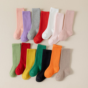 Chaussettes Enfant Couleur Unie Vente en Gros Printemps Automne Chaussettes Mi-Mollet Garçon Fille Bébé Coton - Product Image 1