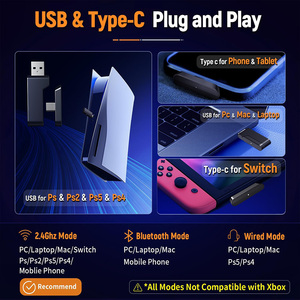 หูฟังเกมมิ่งไร้สายดีไซน์ใหม่ไม่ซ้ำใคร จอ LCD แสดงผล รองรับสามโหมด 2.4G พร้อมพอร์ต USB และ Type C รุ่น GM04S ขายส่ง - Product Image 5