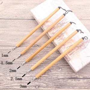 手作りプロ仕様竹製マンガペン、5本のペン先付きディップペンセット、描画・絵画キットツール、アラビア語・セリ書道ペン - Product Image 5